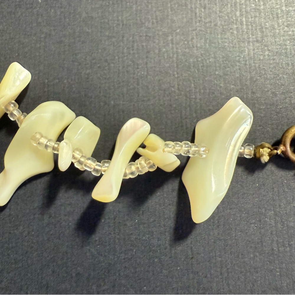Vintage Mother of Pearl Iridescent Shell Chip Long Rope Necklace 54” - Picture 5 of 8